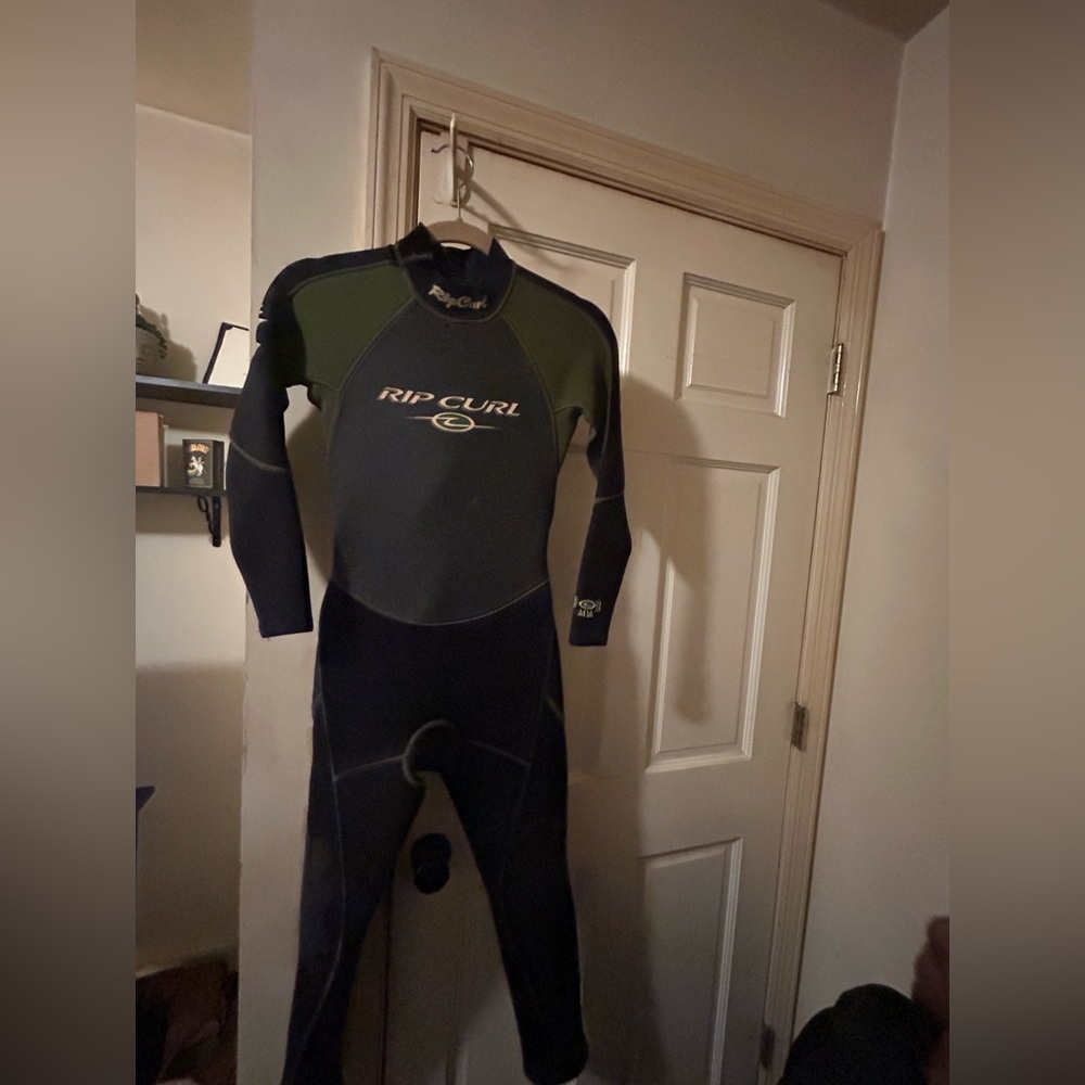 Rip Curl Black and Green Wetsuit